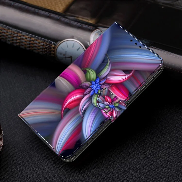 For Google Pixel 6a PU Leather Case 3D Pattern Printing Stand Flip Wallet Phone Cover - Colorful Flowers