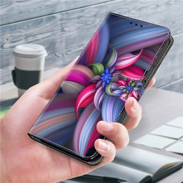 For Google Pixel 6a PU Leather Case 3D Pattern Printing Stand Flip Wallet Phone Cover - Colorful Flowers