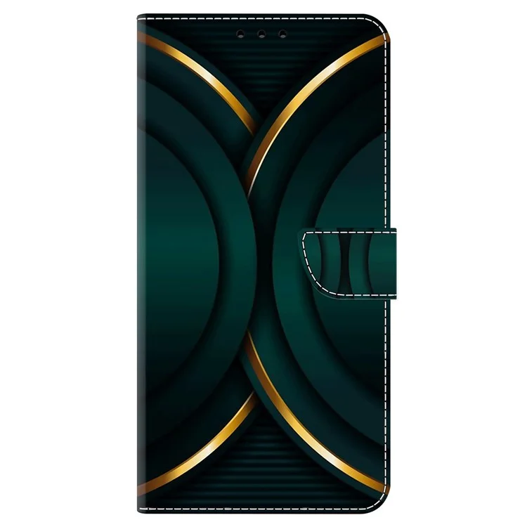 Para Samsung Galaxy A32 5G Capa de Telefone de Couro 3D Padrão de Impressão Suporte Carteira Folio Cover - Contorno Dourado