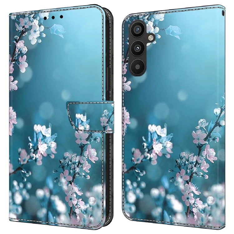 For Samsung Galaxy A34 5G Flip Protective Case 3D Pattern Printed PU Leather Stand Wallet Phone Cover - Plum Blossoms