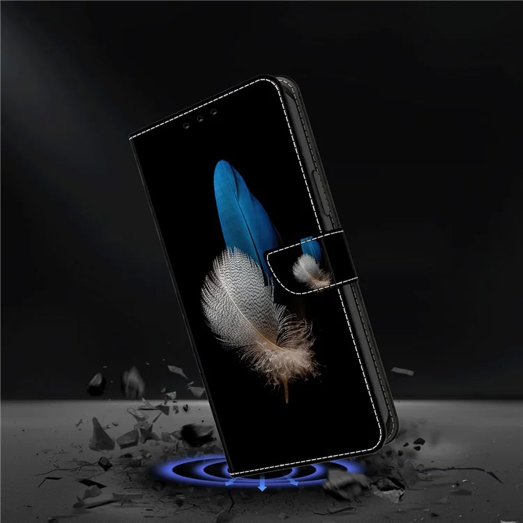 Étui portefeuille pour Samsung Galaxy A52 4G / 5G / A52s 5G, couverture de téléphone en cuir PU avec impression 3D - Deux plumes