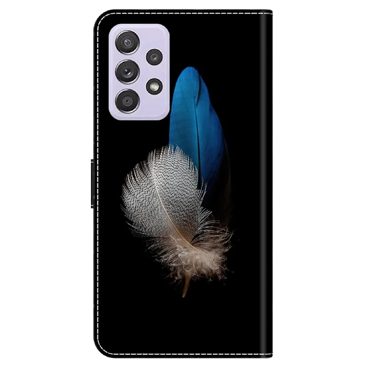 Étui portefeuille pour Samsung Galaxy A52 4G / 5G / A52s 5G, couverture de téléphone en cuir PU avec impression 3D - Deux plumes