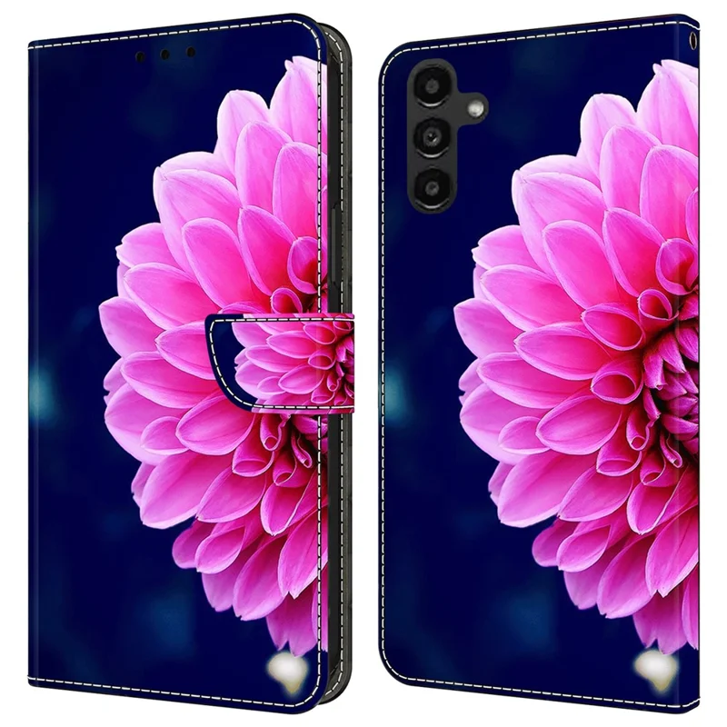 For Samsung Galaxy A14 4G / 5G Leather Wallet Case Stand 3D Pattern Printing Protective Phone Cover - Pink Flowers