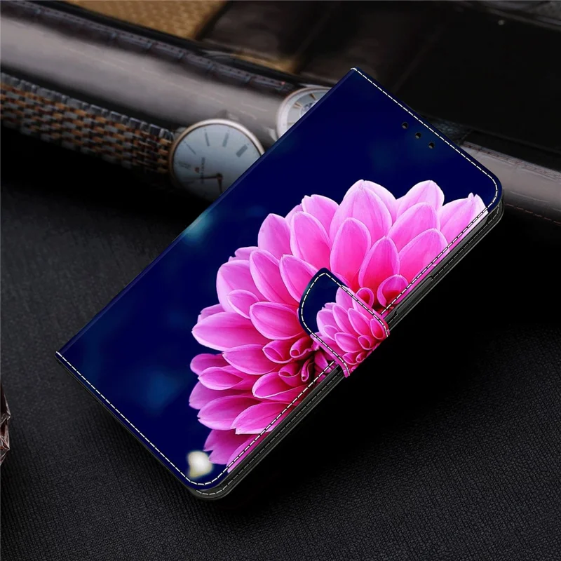 For Samsung Galaxy A14 4G / 5G Leather Wallet Case Stand 3D Pattern Printing Protective Phone Cover - Pink Flowers