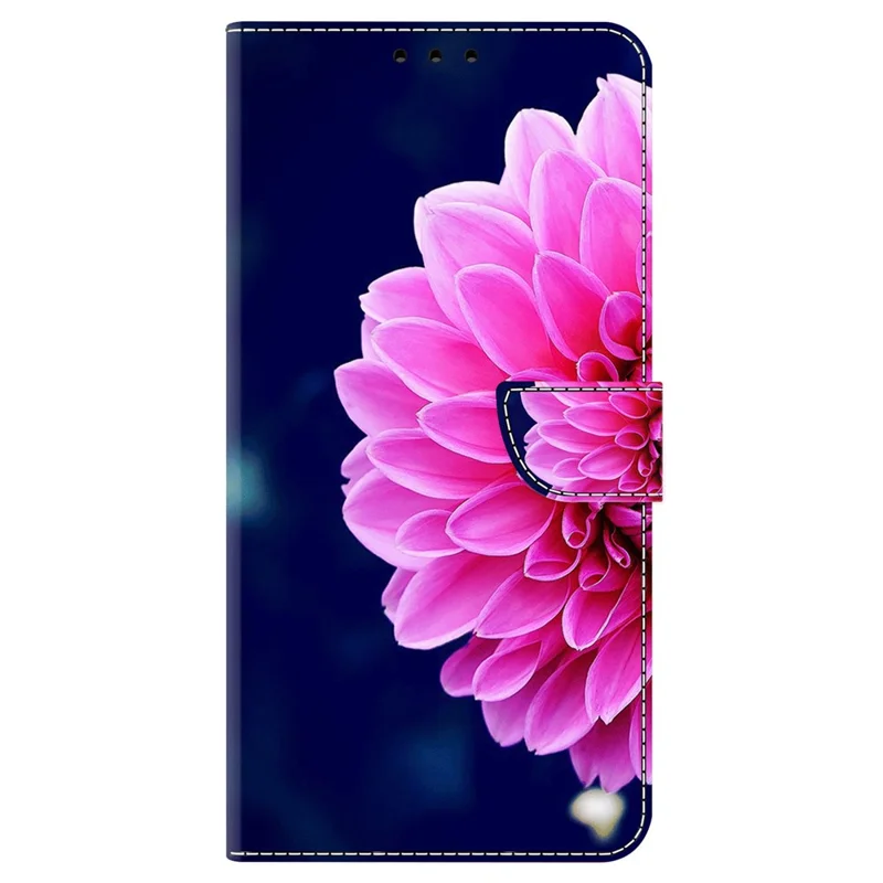 For iPhone 13 Wallet Case PU Leather Magnetic Closure 3D Pattern Stand Phone Cover - Pink Flowers