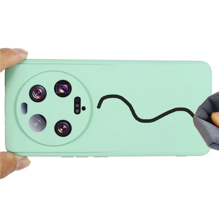 Per Xiaomi 13 Ultra Mobile Phone Shell Liquid Silicone Protection Case Soft Lining Cover with Strap - Green