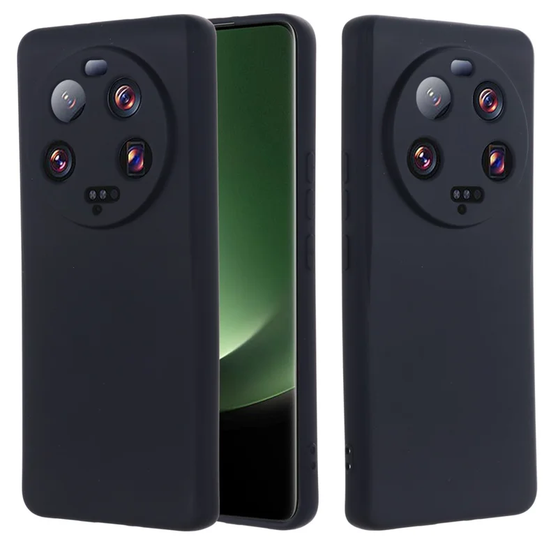 For Xiaomi 13 Ultra Mobile Phone Shell Liquid Silicone Protection Case Soft Lining Cover with Strap - Black