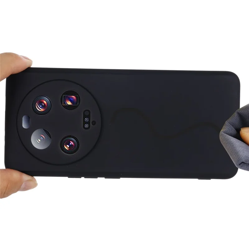 For Xiaomi 13 Ultra Mobile Phone Shell Liquid Silicone Protection Case Soft Lining Cover with Strap - Black