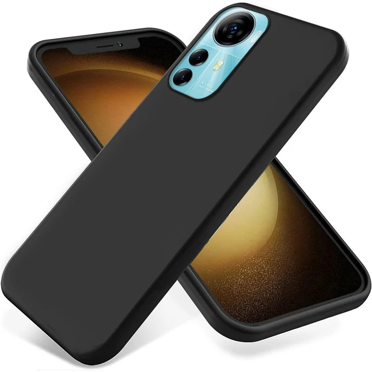 Para ZTE Blade V41 Smart Soft Lining Liquid Silicone Phone Cover Drop Protection Case with Strap - Negro