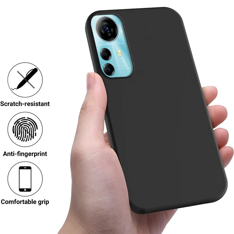 Para ZTE Blade V41 Smart Soft Lining Liquid Silicone Phone Cover Drop Protection Case with Strap - Negro