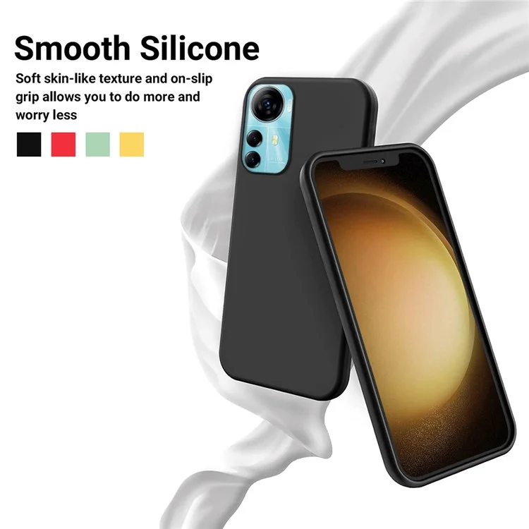 Para ZTE Blade V41 Smart Soft Lining Liquid Silicone Phone Cover Drop Protection Case with Strap - Negro