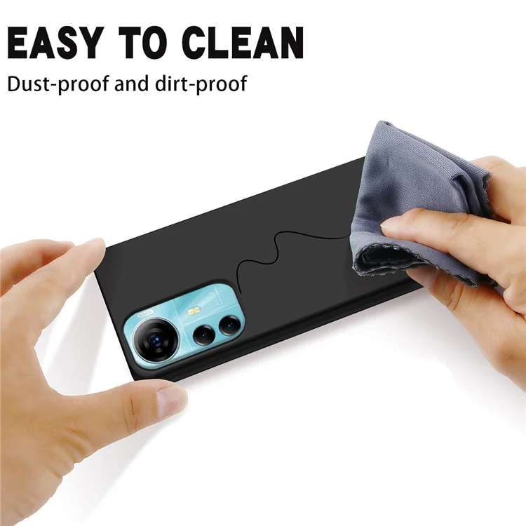 Para ZTE Blade V41 Smart Soft Lining Liquid Silicone Phone Cover Drop Protection Case with Strap - Negro