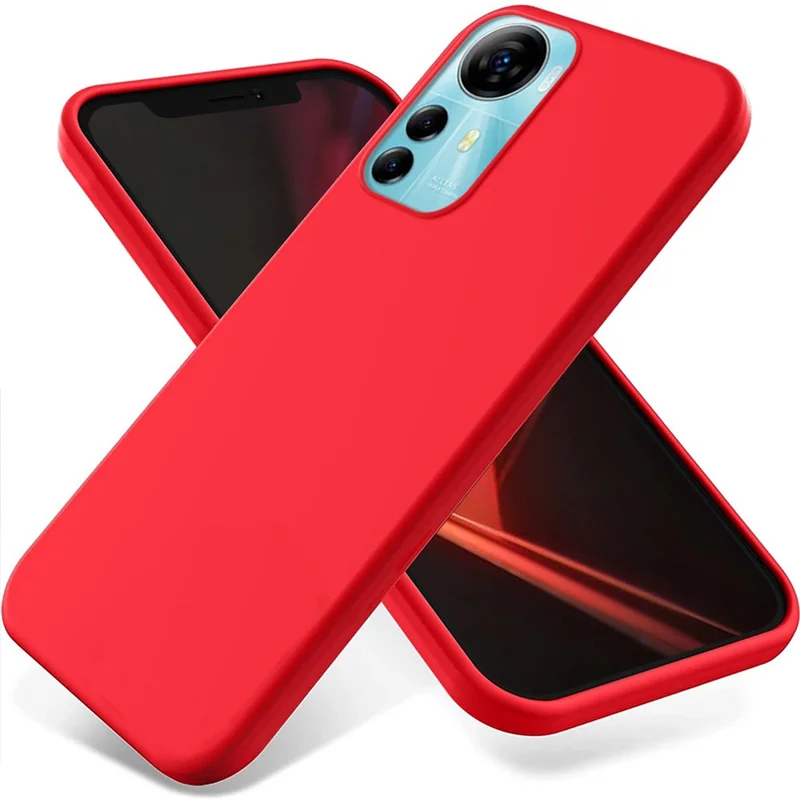 Für ZTE Blade V41 Smart Soft Lining Liquid Silicone Phone Cover Drop Protection Case mit Gurt - Rot