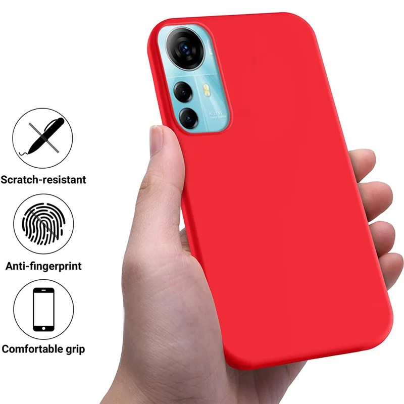 Für ZTE Blade V41 Smart Soft Lining Liquid Silicone Phone Cover Drop Protection Case mit Gurt - Rot