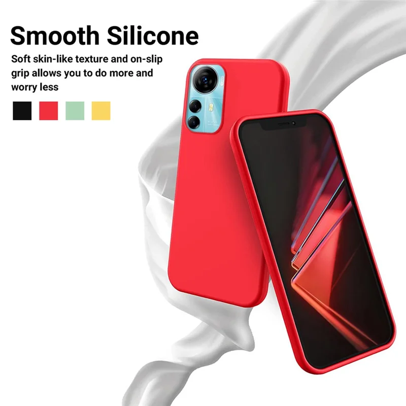 Für ZTE Blade V41 Smart Soft Lining Liquid Silicone Phone Cover Drop Protection Case mit Gurt - Rot
