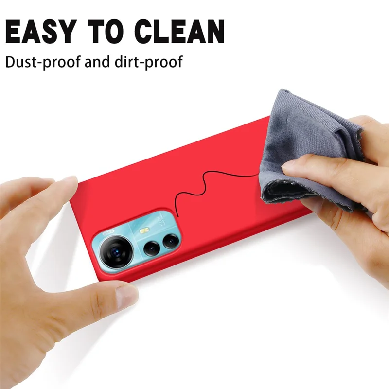 Für ZTE Blade V41 Smart Soft Lining Liquid Silicone Phone Cover Drop Protection Case mit Gurt - Rot
