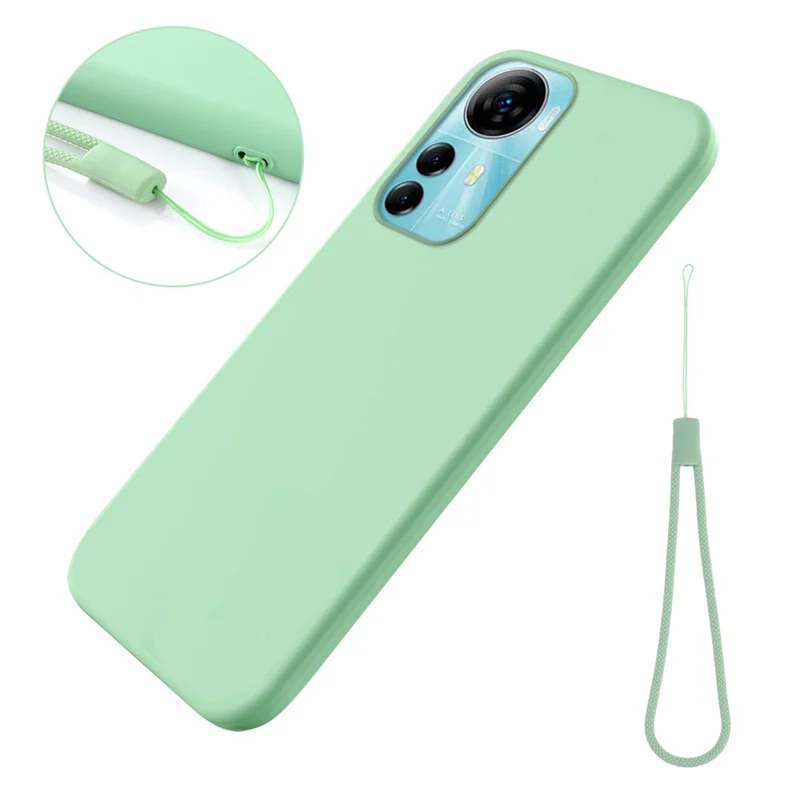 Para ZTE Blade V41 Smart Soft Forro de tela Funda de teléfono de silicona líquida Protección contra caídas con correa - Verde