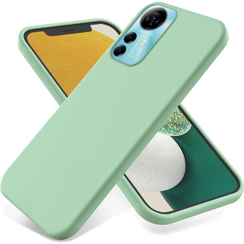 Para ZTE Blade V41 Smart Soft Forro de tela Funda de teléfono de silicona líquida Protección contra caídas con correa - Verde