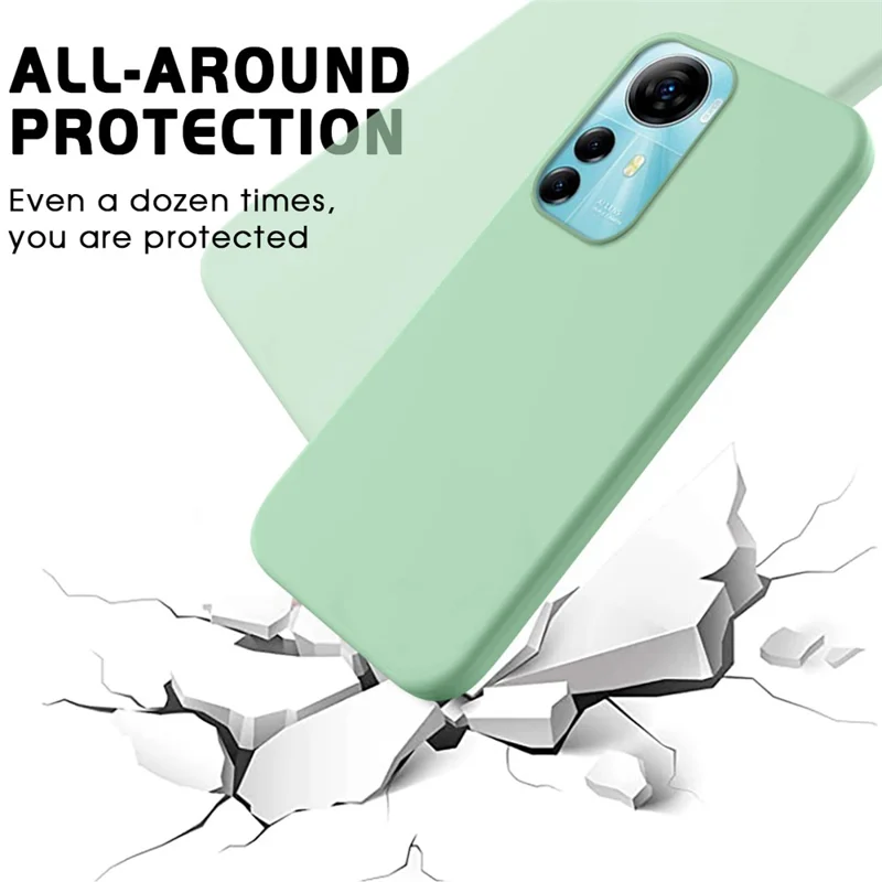 Para ZTE Blade V41 Smart Soft Forro de tela Funda de teléfono de silicona líquida Protección contra caídas con correa - Verde