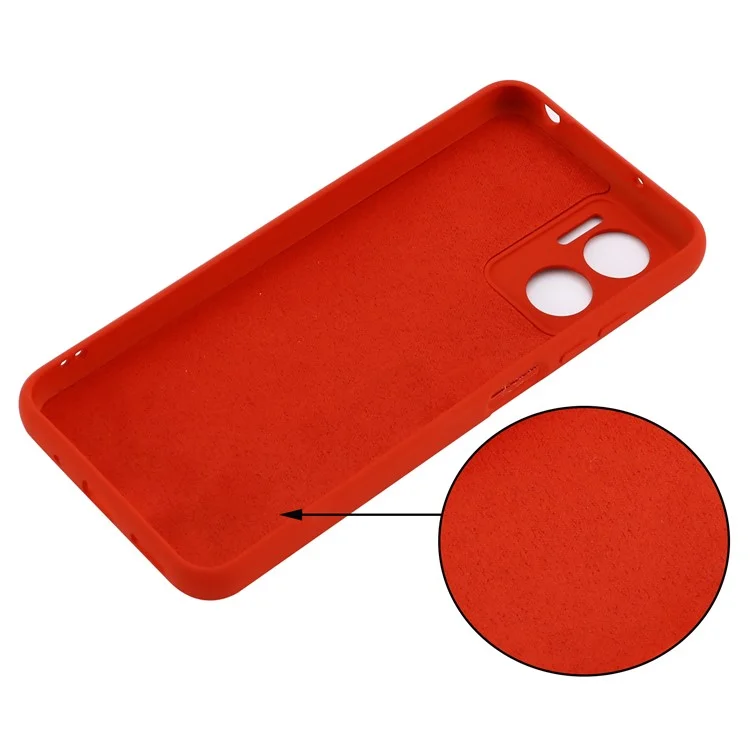 Pour Xiaomi Redmi 11 Prime 5G Liquid Silicone Soft Lining Phone Case Shockproof Phone Cover with Strap - Red