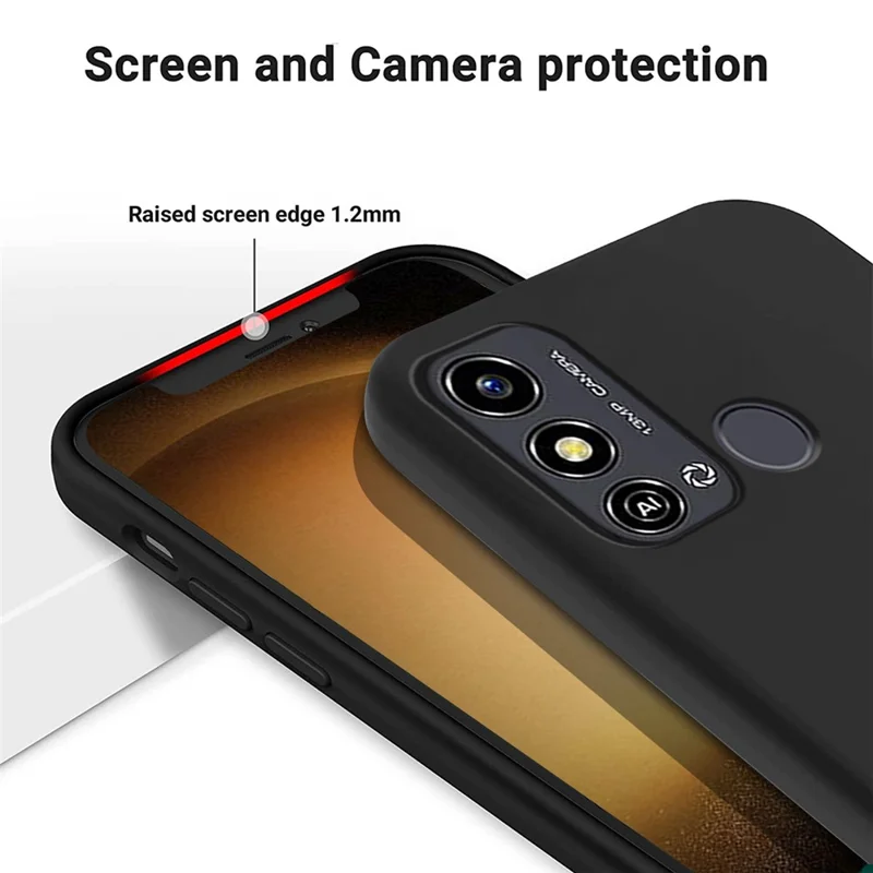 For ZTE Blade A53 Smartphone Cover Case Soft Lining Liquid Silicone Phone Shell with Strap - Sort