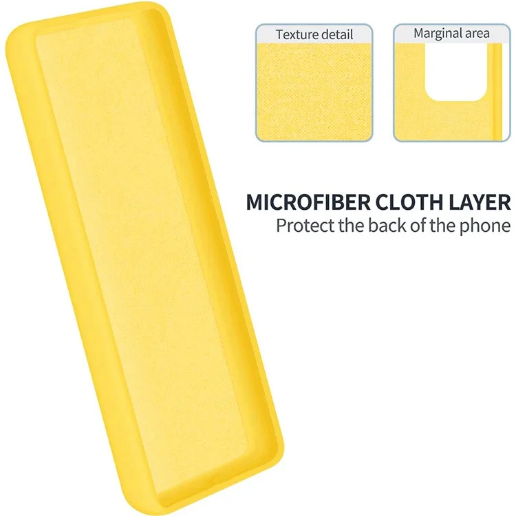 Para la funda del teléfono inteligente ZTE Blade A53, funda de silicona líquida con revestimiento suave, funda de teléfono con correa - amarillo