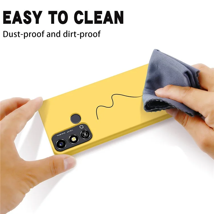 Para la funda del teléfono inteligente ZTE Blade A53, funda de silicona líquida con revestimiento suave, funda de teléfono con correa - amarillo