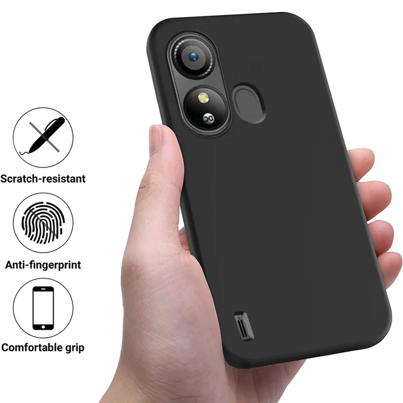 Para ZTE Blade L220 Soft Lining Liquid Silicone Protection Case Anti-Fingerprint Phone Cover com Alça - Preto