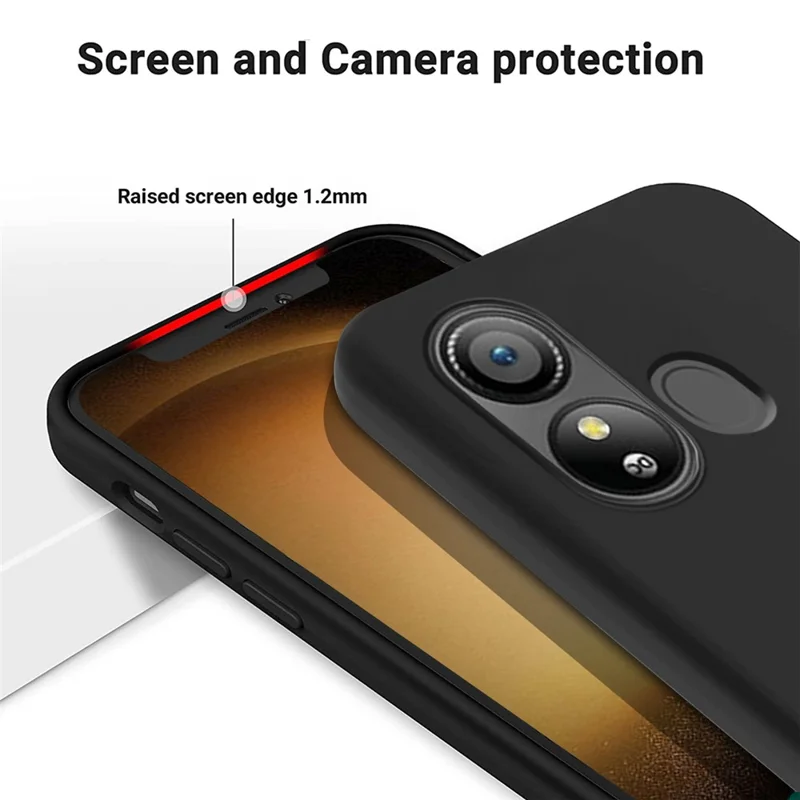 Para ZTE Blade L220 Soft Lining Liquid Silicone Protection Case Anti-Fingerprint Phone Cover com Alça - Preto