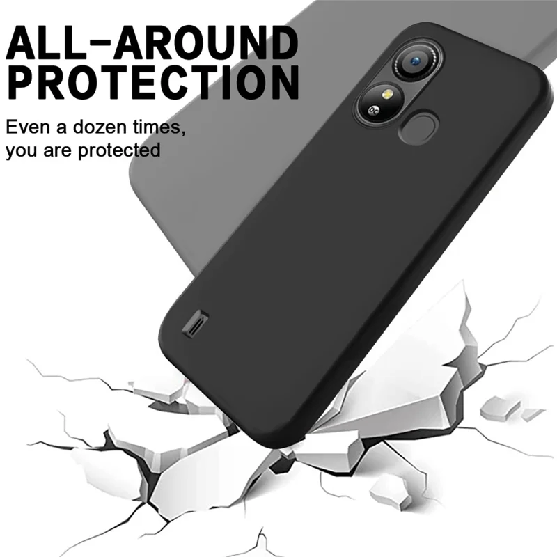 Para ZTE Blade L220 Soft Lining Liquid Silicone Protection Case Anti-Fingerprint Phone Cover com Alça - Preto