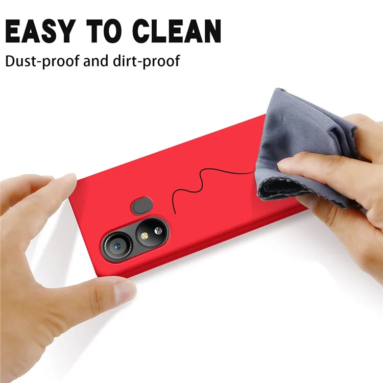 For ZTE Blade L220 Soft Lining Liquid Silicone Protection Case Anti-Fingerprint Phone Cover with Strap - Red