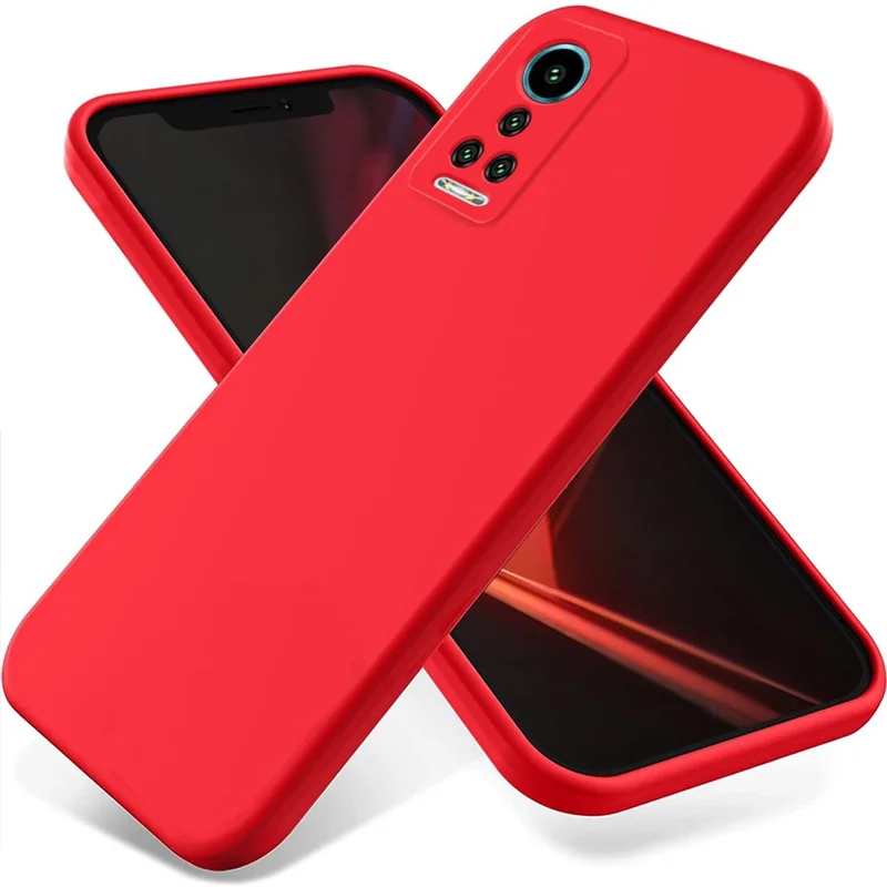 For Hisense Infinity H60 5G Liquid Silicone Phone Case Soft Lining Anti-scratch Phone Cover with Strap - Red