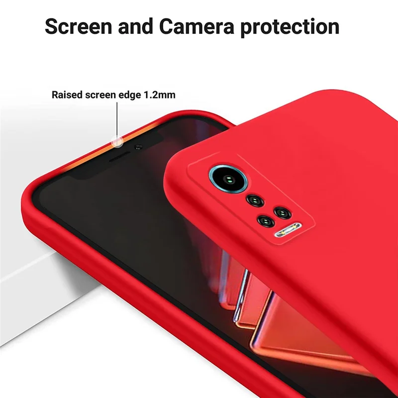For Hisense Infinity H60 5G Liquid Silicone Phone Case Soft Lining Anti-scratch Phone Cover with Strap - Red