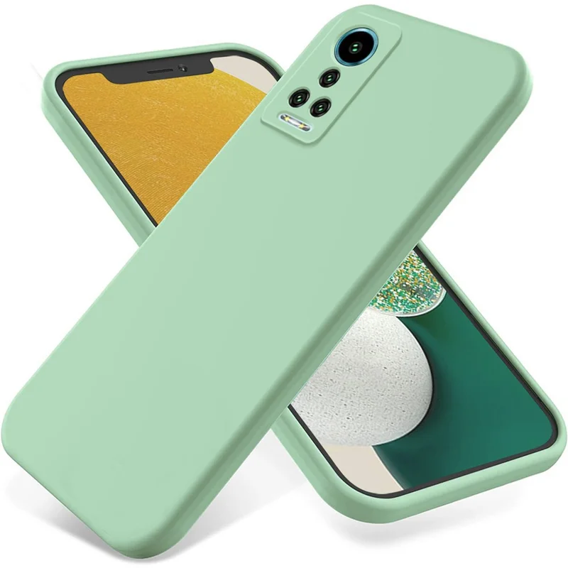 For Hisense Infinity H60 5G Liquid Silicone Phone Case Soft Lining Anti-scratch Phone Cover with Strap - Green