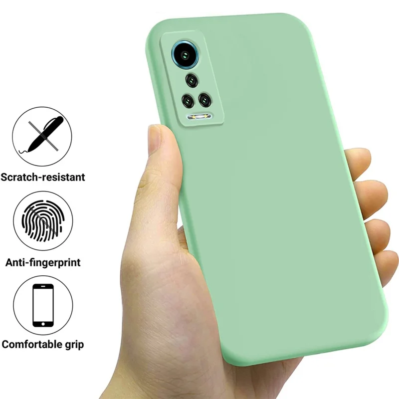 For Hisense Infinity H60 5G Liquid Silicone Phone Case Soft Lining Anti-scratch Phone Cover with Strap - Green