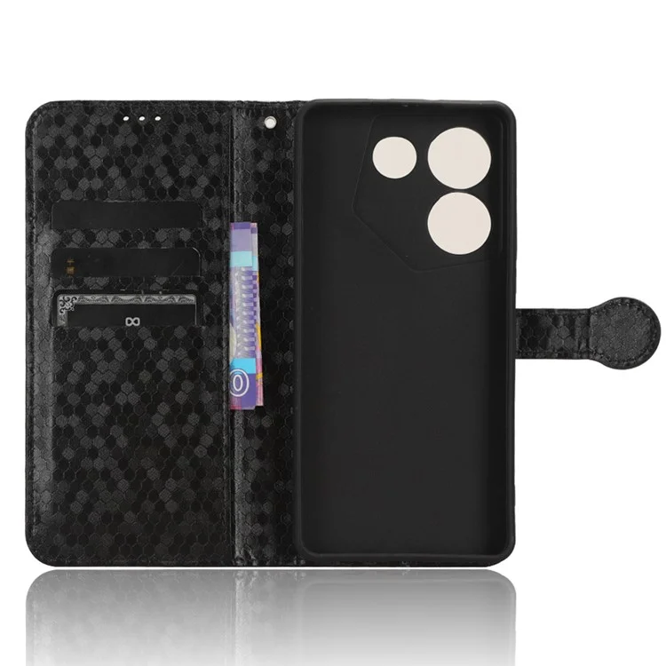 Per TECNO Camon 20 Pro 5G Custodia in pelle PU Punto Impresso Portafoglio Stand Anti-Graffio Copertura - Nero