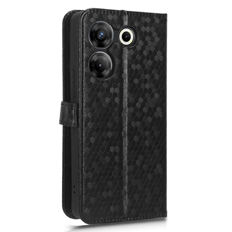 Per TECNO Camon 20 Pro 5G Custodia in pelle PU Punto Impresso Portafoglio Stand Anti-Graffio Copertura - Nero