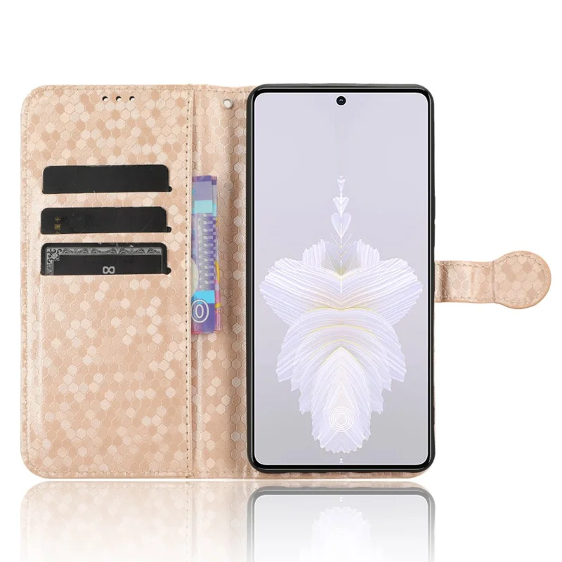 For TECNO Camon 20 Pro 5G PU Leather Phone Case Dot Imprinted Wallet Stand Anti-Scratch Cover - Rose Gold