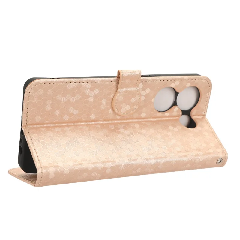 For TECNO Camon 20 Pro 5G PU Leather Phone Case Dot Imprinted Wallet Stand Anti-Scratch Cover - Rose Gold