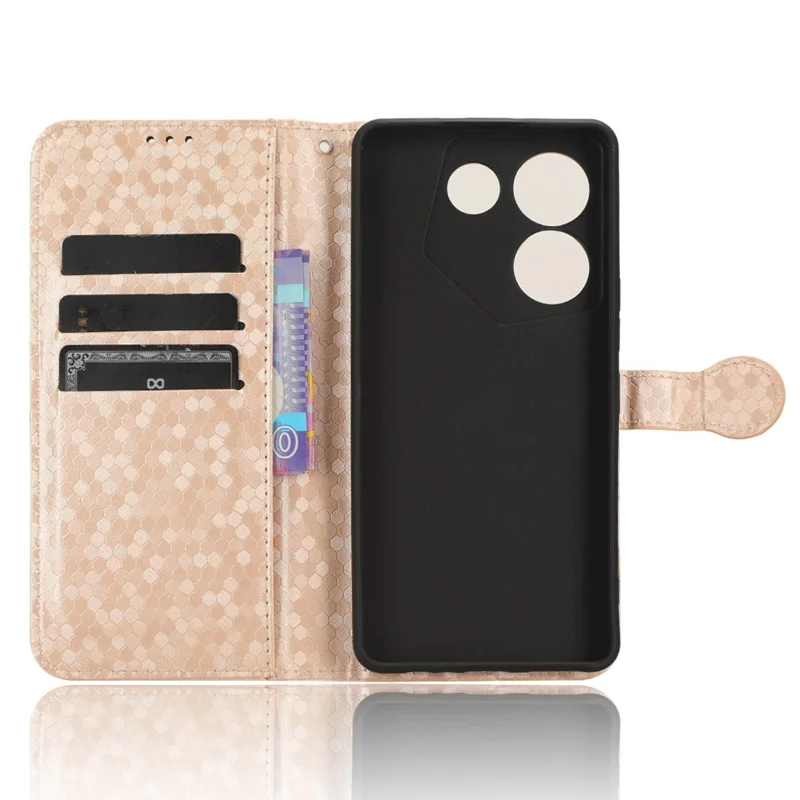For TECNO Camon 20 Pro 5G PU Leather Phone Case Dot Imprinted Wallet Stand Anti-Scratch Cover - Rose Gold