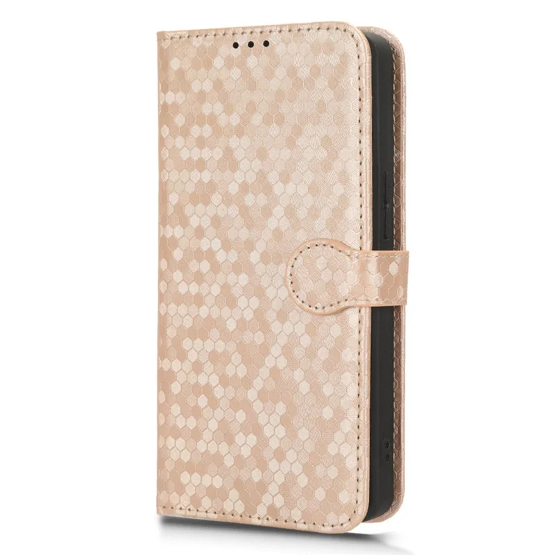 For TECNO Camon 20 Pro 5G PU Leather Phone Case Dot Imprinted Wallet Stand Anti-Scratch Cover - Rose Gold