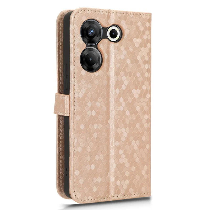 For TECNO Camon 20 Pro 5G PU Leather Phone Case Dot Imprinted Wallet Stand Anti-Scratch Cover - Rose Gold