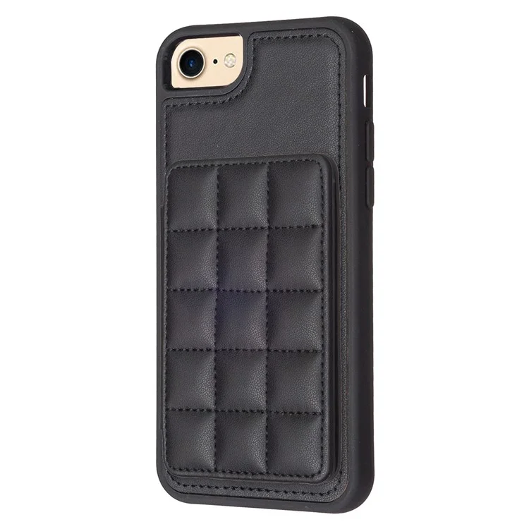 Style-BF24 Card Holder Case for iPhone 6 / 6s / 7 / 8 / SE (2020) / SE (2022) Kickstand Leather+TPU Phone Cover - Black