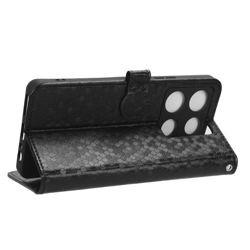 Phone Case for Infinix Note 30 Pro 4G , Dot Imprinted PU Leather Wallet Stand Cover - Black