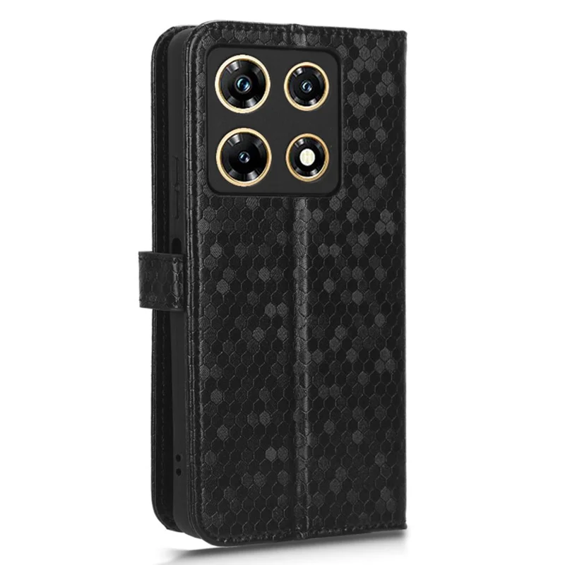 Phone Case for Infinix Note 30 Pro 4G , Dot Imprinted PU Leather Wallet Stand Cover - Black