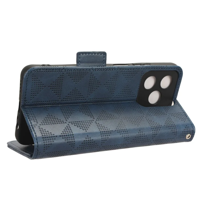 For Realme Narzo N53 4G / C53 (Global) / C53 (India) / C51 Cell Phone Cover Imprinted Triangle PU Leather Stand Wallet Case - Blue