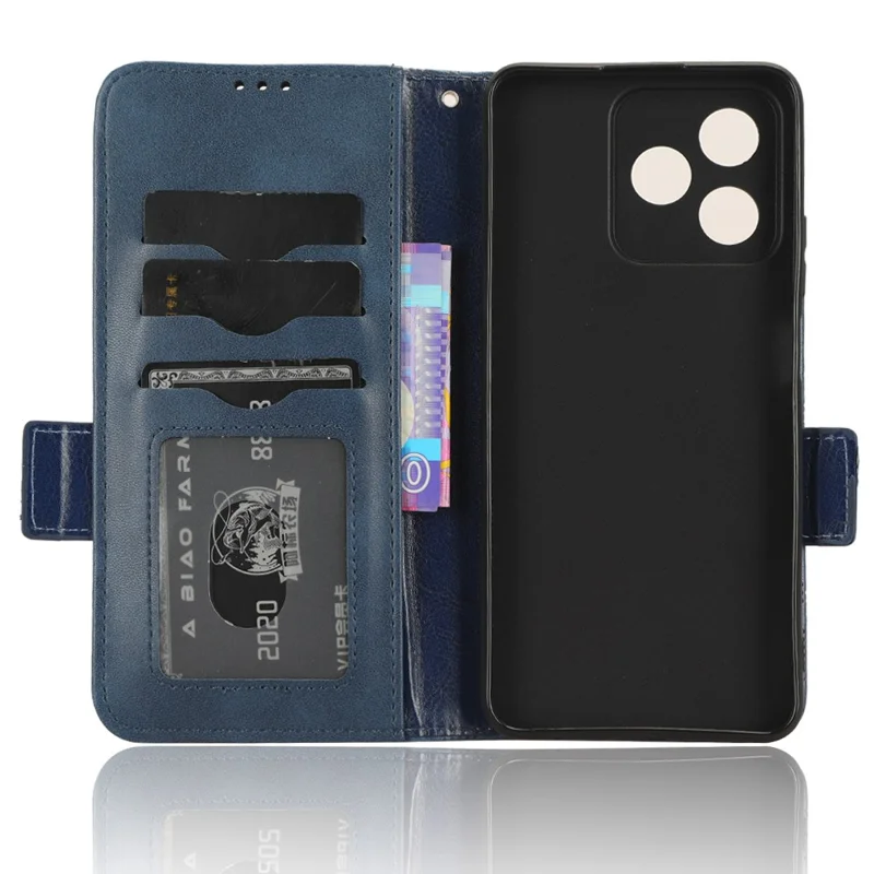 For Realme Narzo N53 4G / C53 (Global) / C53 (India) / C51 Cell Phone Cover Imprinted Triangle PU Leather Stand Wallet Case - Blue