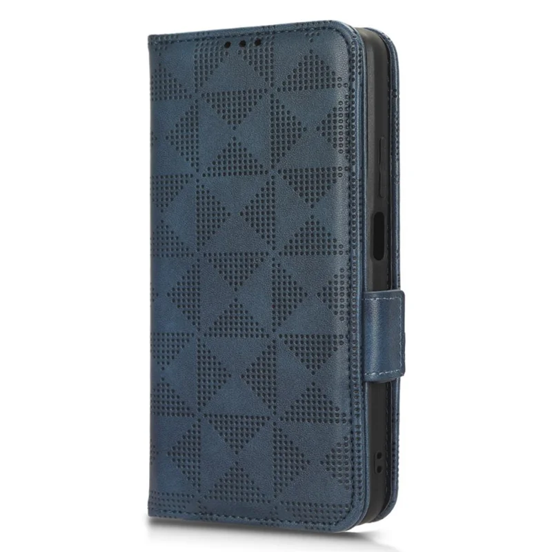 For Realme Narzo N53 4G / C53 (Global) / C53 (India) / C51 Cell Phone Cover Imprinted Triangle PU Leather Stand Wallet Case - Blue