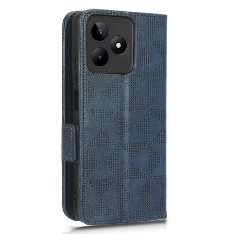 For Realme Narzo N53 4G / C53 (Global) / C53 (India) / C51 Cell Phone Cover Imprinted Triangle PU Leather Stand Wallet Case - Blue