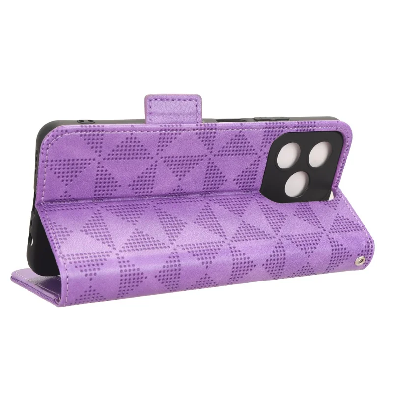 For Realme Narzo N53 4G / C53 (Global) / C53 (India) / C51 Cell Phone Cover Imprinted Triangle PU Leather Stand Wallet Case - Purple